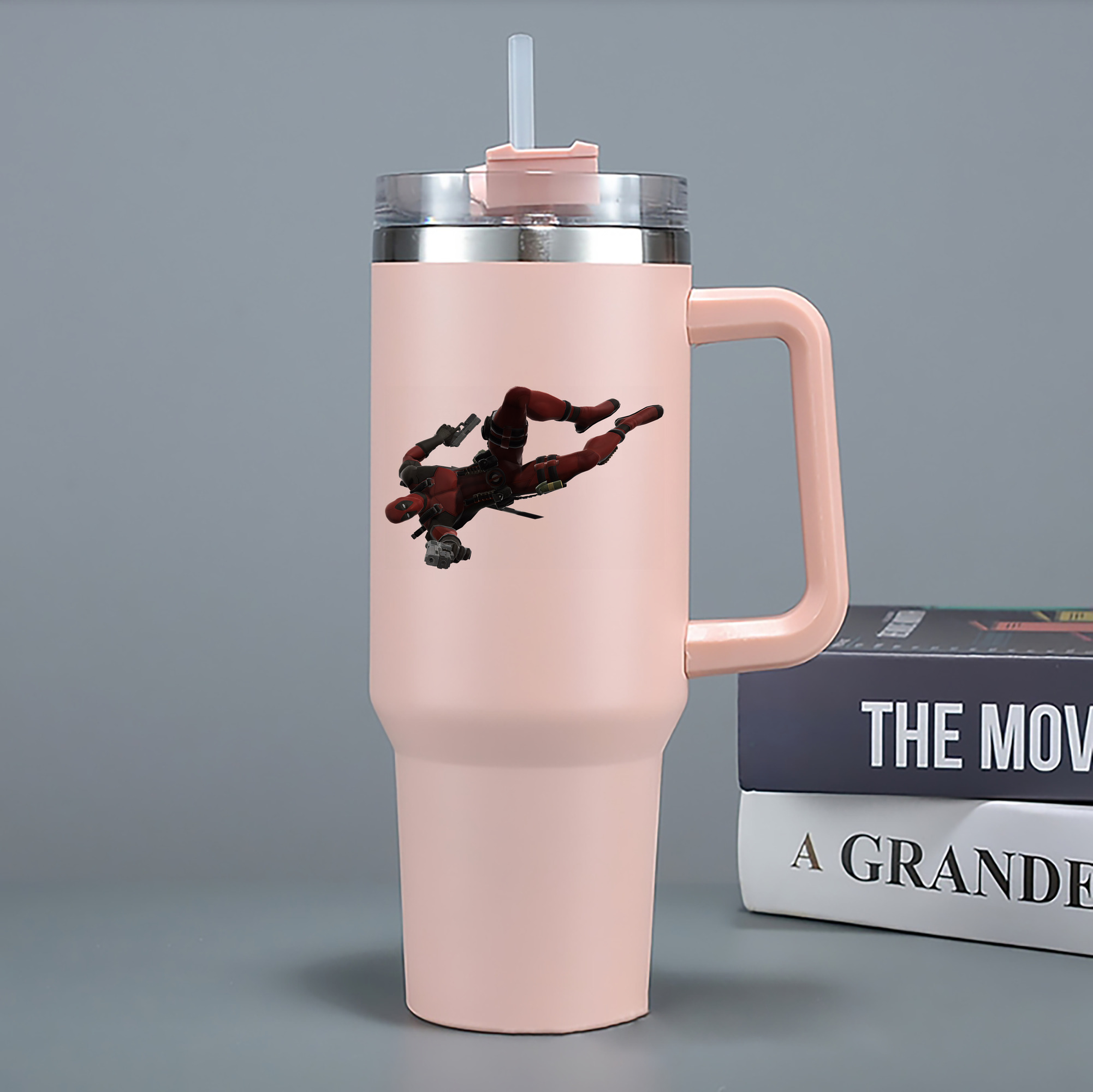 （画像用） Deadpool デッドプール 1200mL車用タンブラー - クリスタルステッカー（プラスチックストロー付き）